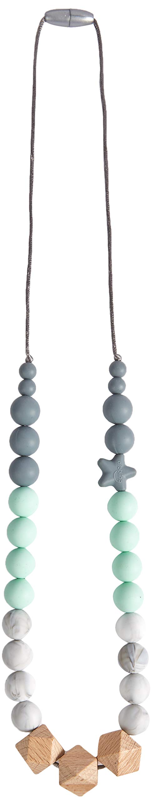 Nibbling Solar Teething Necklace, Mint/Marble