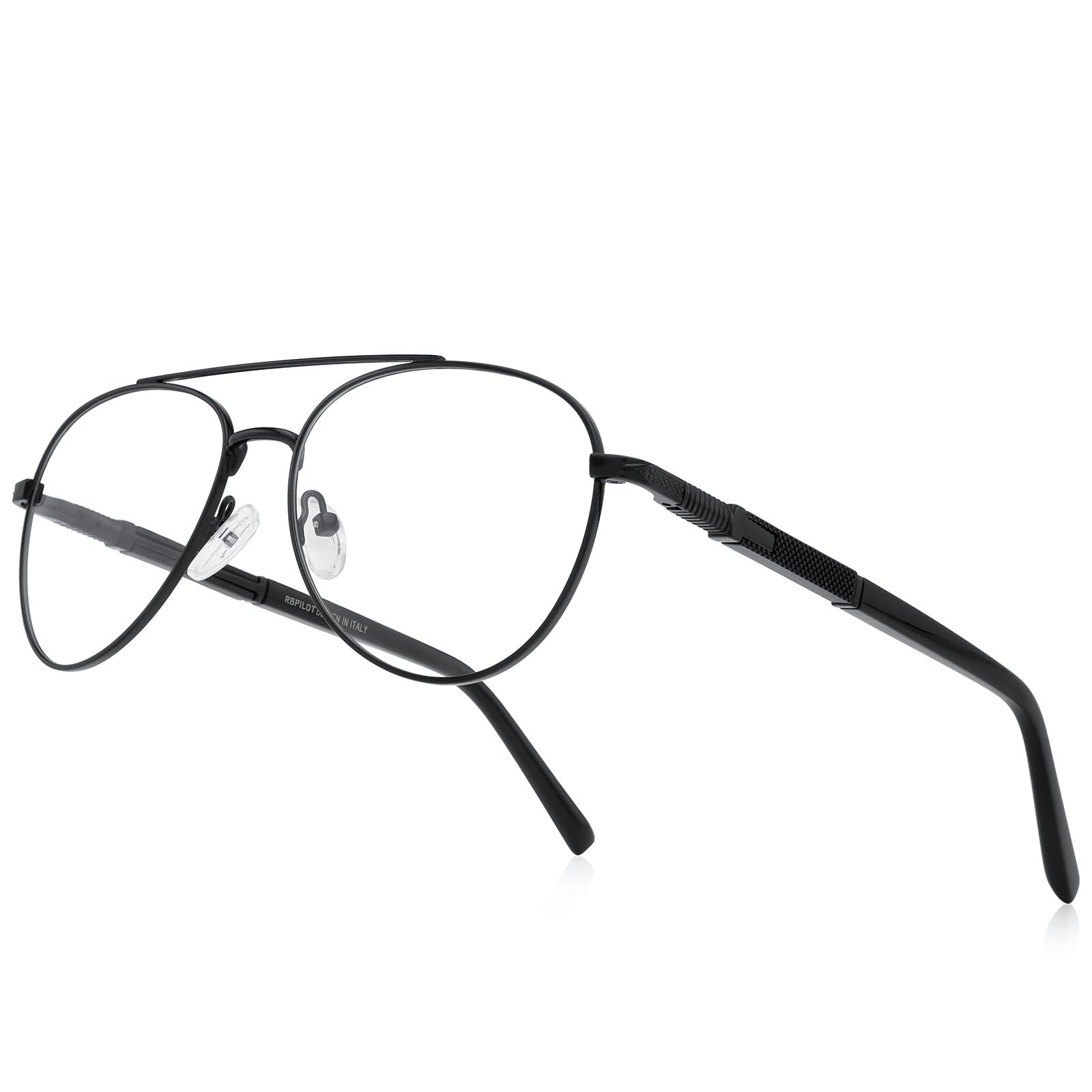 RB.Pilot Classic Aviator Reading Glasses for Men Women Light Blocking Computer Readers Spring Hinge Metal Frame Acetate Legs