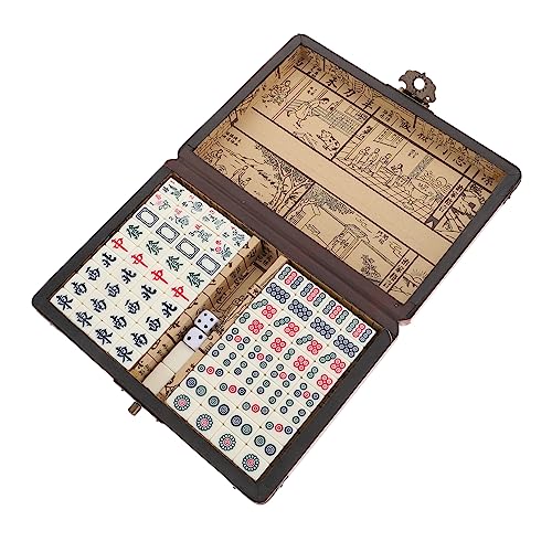Mini-Jeu de Mah-Jong Chinois HEMOTON compact avec étui portable de voyage