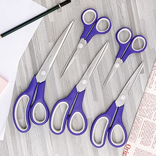 Uaugulft Schere, Multifunktionale Haushaltsschere aus Edelstahlklingen, Multifunktionale Schere mit weichem Griff, Mehrzweckschere, Lila & Weiß (5er Pack) - Image 8
