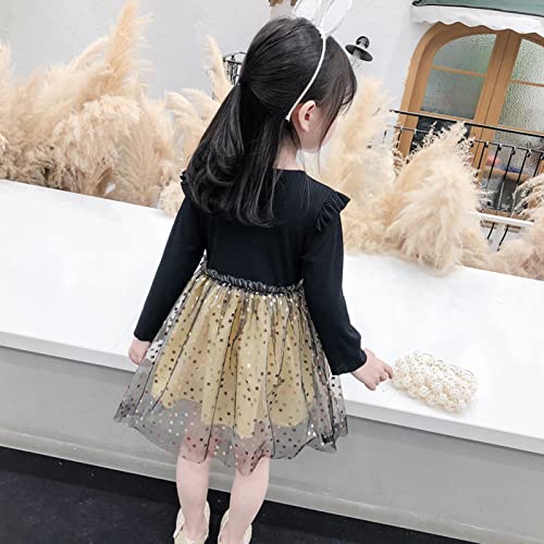 Toddler Baby Girls Tulle Tutu Dress Long Sleeve Star Sequins Dress Casual Birthday Princess Dresses Spring4