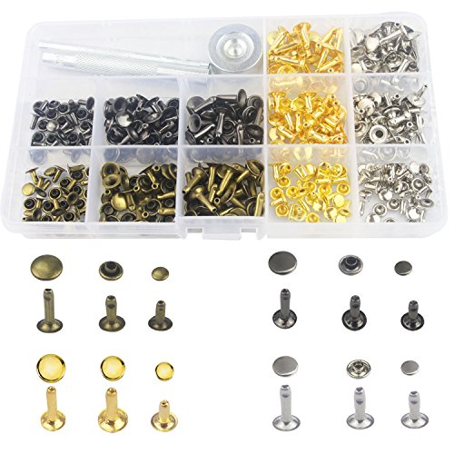 Luckkyme 120 Set 3 Sizes Snap Fastener Kit Button Tool Press Studs with 3 Pieces Fixing Tool for DIY Leather Craft Rivets Replacement,3 Colors Gold, Silver, Bronze