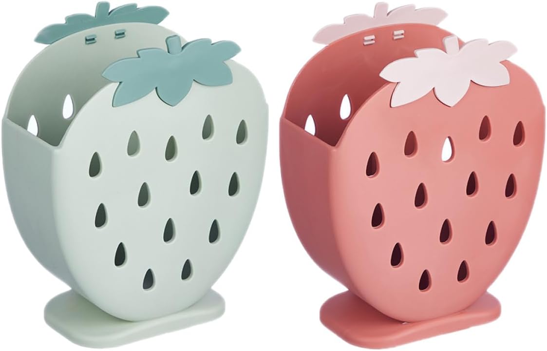 2-Piece Multi-Functional Standing Chopsticks Holder Set Draining Kitchen Organizer for Dining Table Adorable Household Accessory in Sturdy Plastic Random Color