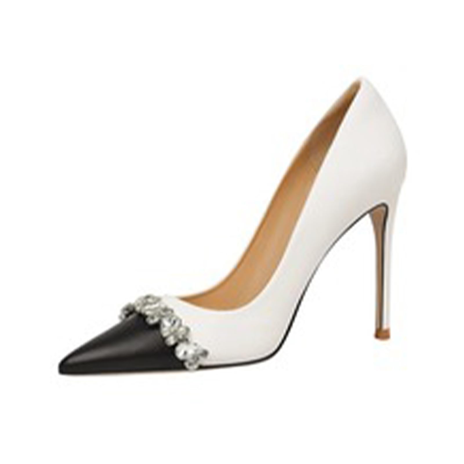 Talons hauts pour femmes design bicolore chic et confortable avec strass - 8