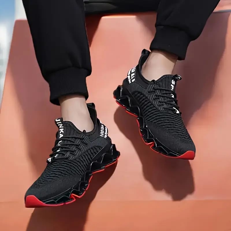 Men's Blade Tennis Casual Fashion Sneakers,Men's Running Shoes with Geometric Fabric Upper,Shock-Absorbing Sole, Lace-Up,for All- Season3