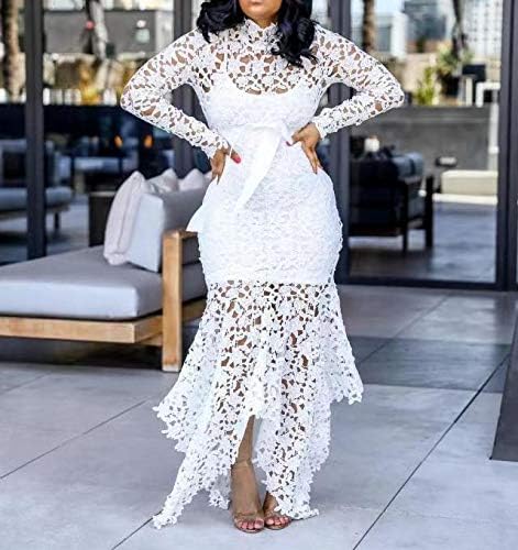 VERWIN Hollow Floor-Length Lace-Up Asymmetrical Women's Maxi Dress Sexy Lace Dress Party Evening Dress - Image 2