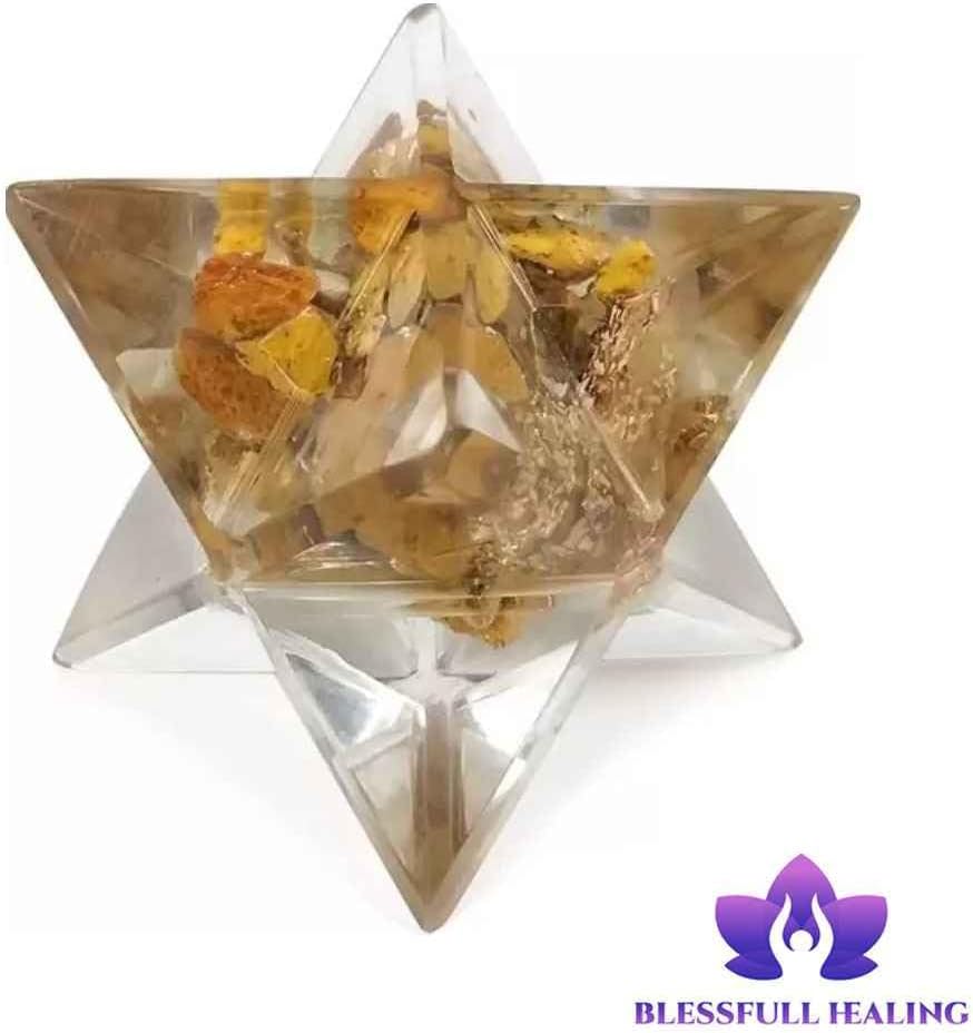 Blessfull Healing Reiki Healing Crystal Merkabas Yellow Aventurine 8 Point Star Merkaba 20 to 25 mm Approx