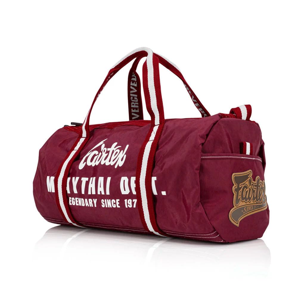 Fairtex BAG9 Retro Style Barrel Bag - Equipment Bag for Muay Thai, Kickboxing MMA (Maroon)