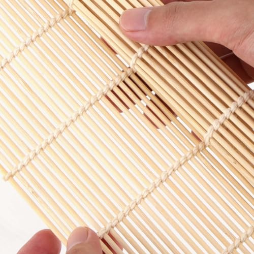 PINGEUI 25 Pack Bamboo Sushi Mat, 9.5 x 9.5 Inch Natural Bamboo Sushi Rolling Mat, Non Stick Sushi Roller Professional Sushi Making Tools for Home Cooking, Sushi Restaurants