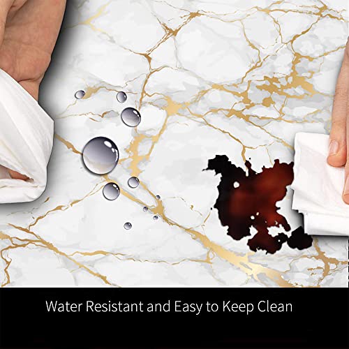 Mrcrypos Marble Pvc Leather Kitchen Rug Runner Waterproof Non Slip Cushioned Standing Mats Anti Fatigue Oil Resistant Kitchen Comfort Mats For Floor,Sink,Laundry,Office 17"X47" Luxury Marble Gold #TOP2