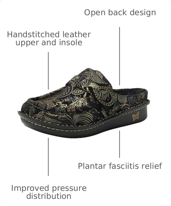 Image of Alegria Women's Brigid Leather Moc Toe Open Back Clog with Heel Cup