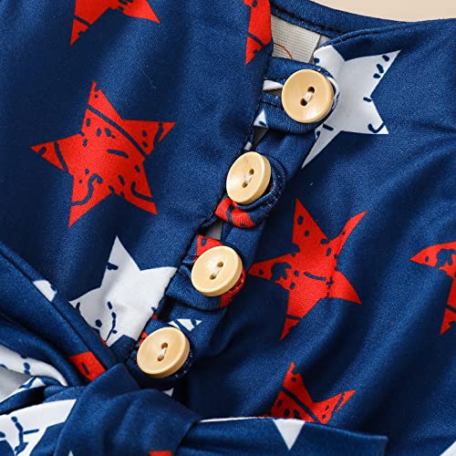 Xiaodriceee 4Th Of July Toddler Girl Romper Sleeveless Spaghetti Straps Short Jumpsuit One-Piece Summer Fourth Of July Outfit (Stars Blue,4-5T) #TOP5
