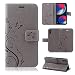 Produktbild betterfon | Wiko View 4 / View 4 Lite Hülle Flower Case Handytasche Schutzhülle Blumen Klapptasche Handyhülle Handy Schale für Wiko View 4 / View 4 Lite Grau