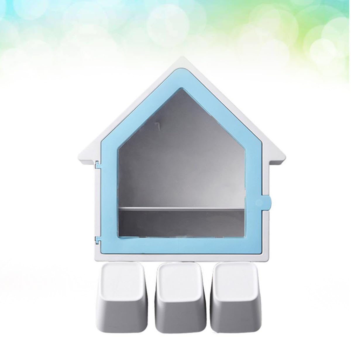Portaspazzolino da Muro a Forma di Casa Supporto per Bicchiere, senza Foratura, in Abs + Pp, Accessori Bagno per Spazzolino Manuale ed Elettrico