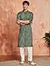 Elina fashion Men’s Green Bandhani Printed Cotton Kurta with White Pajama Set