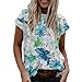Xmiral Donne Casual Summer Tops Floreale Manica Corta Collo Rotondo Tee T Camicia Stampata Lato Sciolto Spaccato Tunic Bluse di Felpa (M,Blu)