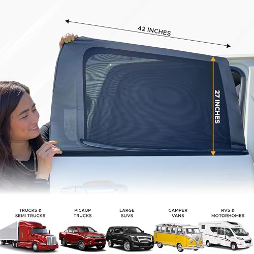 Image of EcoNour Car Rear Window Screens (2 Pack) | Stretchable & Breathable Car Side Window Sun Shades for Sun Protection | Breathable Window Shades for Privacy Blackout | (XXL 42 inchx27 inch)