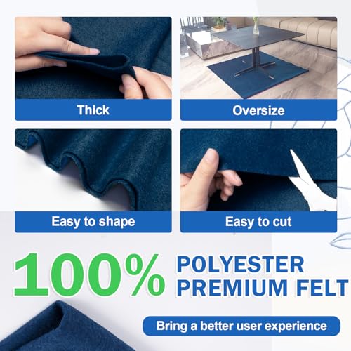 Image of XSEINO Navy Large Felt Fabric 36 inch X 36 inch(1 Square Yard), 1.4 mm Thick Soft Felt Fabric Sheet for Crafts, Blue Series Colors Soft Nonwoven Fabric, Fit for Decoration, Sewing, DIY Crafts