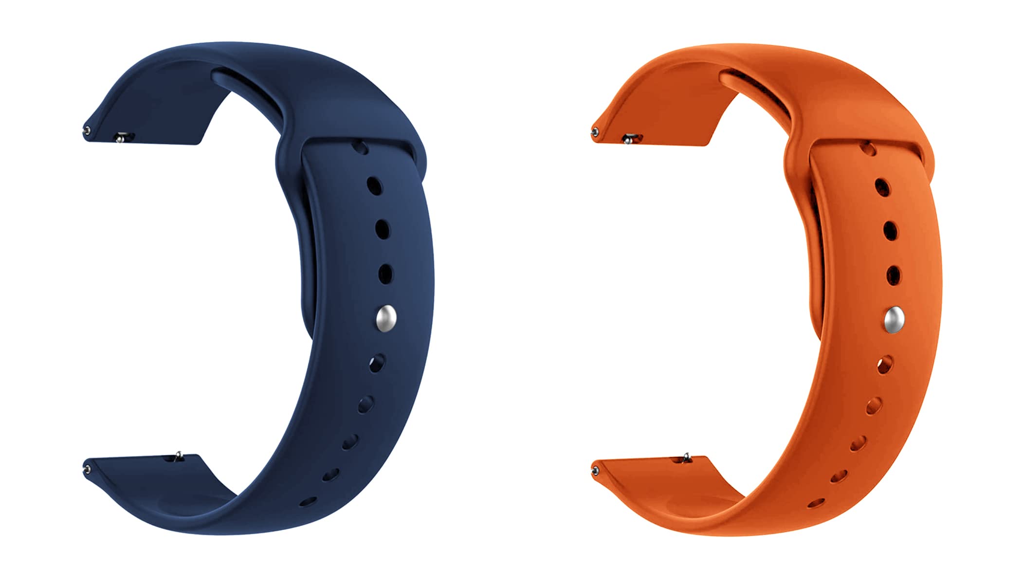 ACM Pack of 2 Watch Strap Silicone Belt 20mm Compatible with Garmin Venu Sq2 Smartwatch Sports Band (Dark Blue/Orange)-image-11