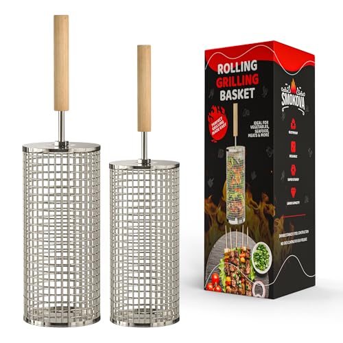 Rolling Grill Basket Set for BBQ and Camping