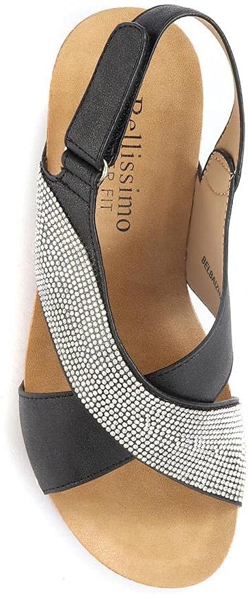 Bellissimo Ladies Wide Fit Wedge Sandals 7 51THncb86CS. AC SL1000