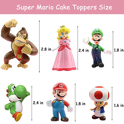 SUNSK Cartoon Cake Toppers Bros Figuren Taartdecoratie Cartoon Bros Ornamenten Verjaardag Versiering Taarttoppers 6… - Image 3