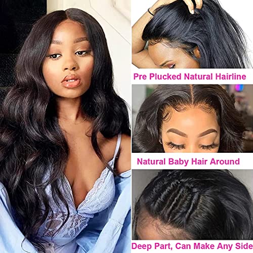 13X6 Lace Front Wigs Human Hair 180 Density Body Wave Hd Lace Frontal Wig Pre Plucked Brazilian Human Hair Wigs For Black Women Natural Hairline Glueless Human Hair Wigs With Baby Hair 20Inch #TOP1