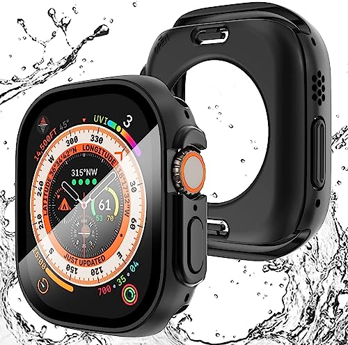【覗き見防止】AMAPC for Apple Watch ケース Apple Watch Ultra3/Ultra2/Ultra 49mm 用 ケース 360度全面防水 バンド 水泳・スポーツ専用 ガラスフィルム 一体型 360フルボディ防水 アップルウォ