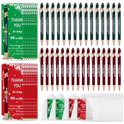 Image of CZWZ 30 Pack Christmas Employee Appreciation Gifts: Motivational Ballpoint Ink Pens with Inspirational Cards for Office, School, Team, Staff & Students
