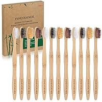 FINEVERNEK 12 Pack Bambus Zahnbürst Holz Zahnbürste Nachhaltige, Biologisch BPA-frei, Biologisch Abbaubar, Umweltfreundlich, Vegan, Unabhängige Verpackung