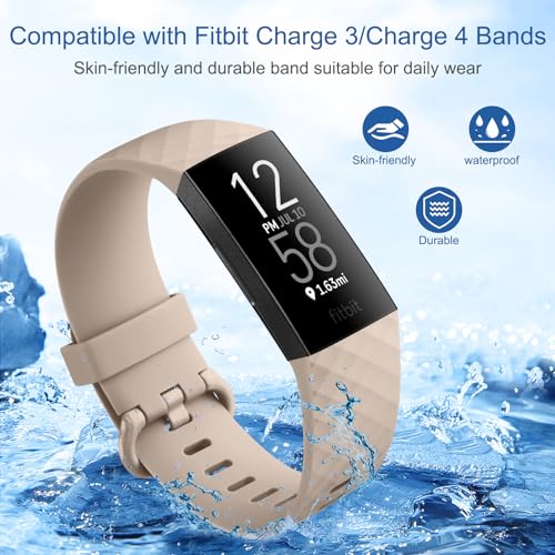 Image of Tobfit Watch Strap Compatible with Fitbit Charge 4 / Fitbit Charge 3 (Watch Not Included), Removable Soft Belts for Charge 4 /3 Wristband, Smartwatch Band for Men Women