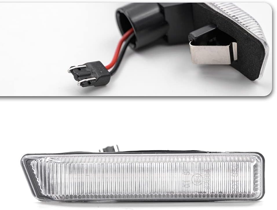 2Pcs Full LED Amber Dynamic Sequential BlinkSide Marker Lights for BMW 3 Series E36 1996-1999, X5 E53 2000-2006 Clear Lens Fender Turn Signal Light Replace OEM Side Marker lamp
