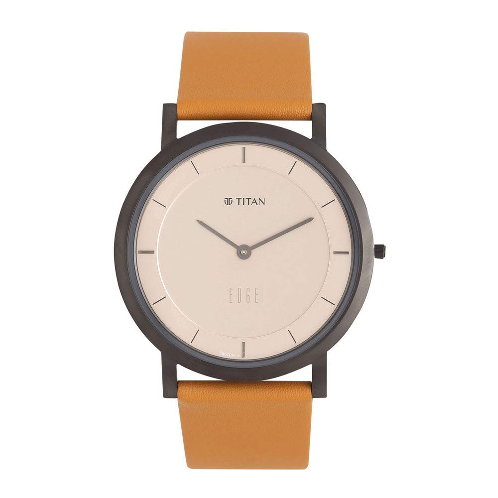 Titan Edge Beige Dial Analog Leather Strap Watch for Men-NS1595QL01 (B0862C1Q5W) Amazon Price History, Amazon Price Tracker