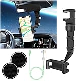 New 360° Rearview Mirror Phone Holder, Car Rear View Mirror Mount Phone Holder and GPS Holder,...