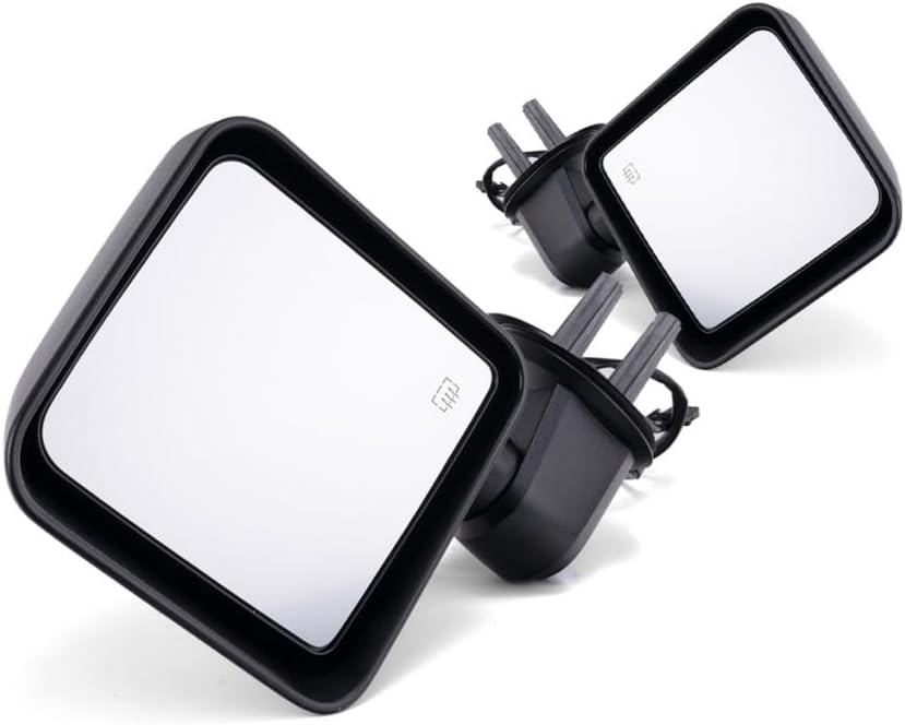 For Jeep Wrangler 2015 2016 2017 2018 Driver and Passenger Side | Pair Door Mirror | | Power | Heated | Textured Black | Replacement For 68249847AD, 68125585AA | CH1320390, CH1321390