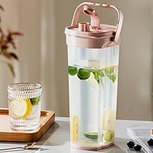 علب تخزين متعددة الأغراض بلاستيك شفاف مع يد للمعكرونة والبقوليات والمشروبات، سعة 1.5 لتر