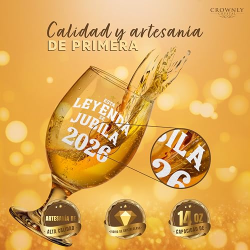 Miniatura 4 de Crownly Crystal Copa Cerveza Jubilación 2026 Hombre Esta Leyenda Se Jubila 2026 Regalo Personalizado Abuelo Papá Compañero Detalle Jubilación Brindis Elegante Copa Para Cerveza Recuerdo Especial