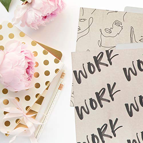 Decorative Gold Foil File Folders - 12 Modern Abstract File Folders Letter Size, 1/3-Cut Tabs, Includes Cute Designs And Gold Foil Font, Office Supplies File Filing Organizers, 9 X 11.5 Inches #TOP1