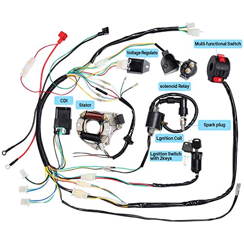 CISNO Complete Electrics Stator Coil CDI Wiring Harness for 4 Stroke ATV KLX 50cc 70cc 110cc 125cc