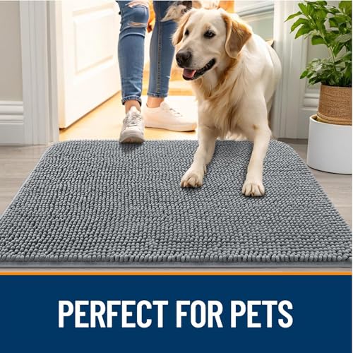 Felpudo de para perros con patas ensuciadas alfombra chenille lavable 4
