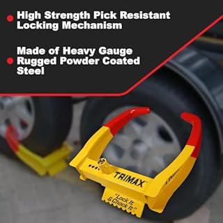 TRIMAX TCL75 - Trailer Wheel Lock - Fits 7"-11.25" Tires - Wheel Boot Lock for Trailer, Car, Truck, Boat, ATV, Camper, and More