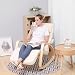 SONGMICS Fauteuil à Bascule En Bois De Bouleau Gris Clair - Chaise Berçante Avec Repose-Pieds 5 Positions, Confort Moelleux Pour Salon