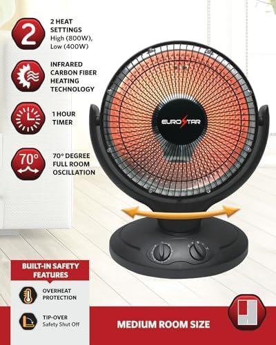 Calefactor Eléctrico Portátil Infrarrojo 800W 120V con Temporizador miniatura 4