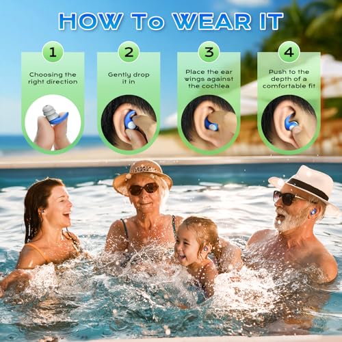 Tapones para los Oídos para Natación - 3 Pares de Tapones de Silicona Suave Reutilizables para Nadar, Perfectos para el Surf, el Buceo, la Piscina, la Ducha y Otros Deportes Acuáticos - imagen 5