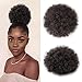 Kinky Curly Ponytail Hair Afro Puff Drawstring Ponytails Synthetic Hair Bun Extensions Hairpieces Updo Hair With Two Clips for Women Girls(Nature Black)