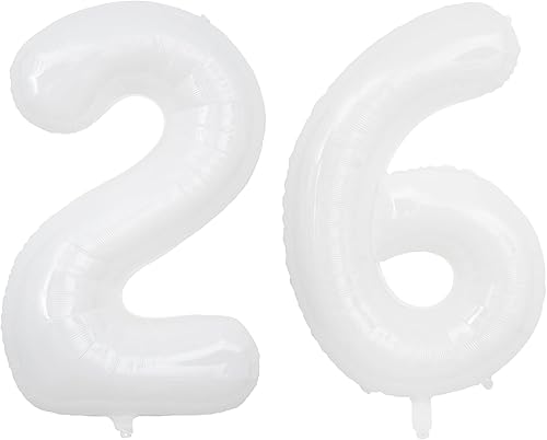 Globos grandes de 40 pulgadas de color blanco con 26 números gigantes de helio grande 62 globos digitales dulces para fiesta de cumpleaños número 26