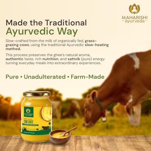 Image of Maharishi Ayurveda Organic Desi Cow Ghee - 500ml, Pack of 2 | Lab Tested | 100% Pure & Natural, Grass-Fed Cow Ghee in Glass Jar, Rich Aroma