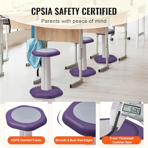 Image of VEVOR Kids Wobble Chair, Active Chair with Sponge Cushion, Wobble Stool Improves Focus, Posture and Calm Children, Ideal for Schools and Home, Age 7-14, Purple