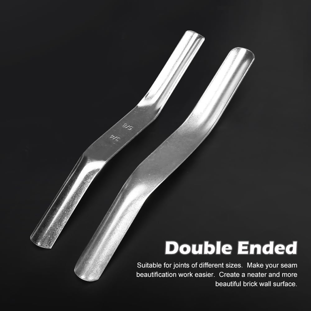 2 Pack Brick Jointer Double Ended 1/2" x 5/8" Tuck Pointing Tools
