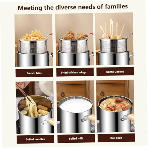 Frittierfitcyer Pot mit Korb und Tong 3L -Griff aus Edelstahl -Chip -Friteuse mit geschmittertem Glasdeck – Bild 8